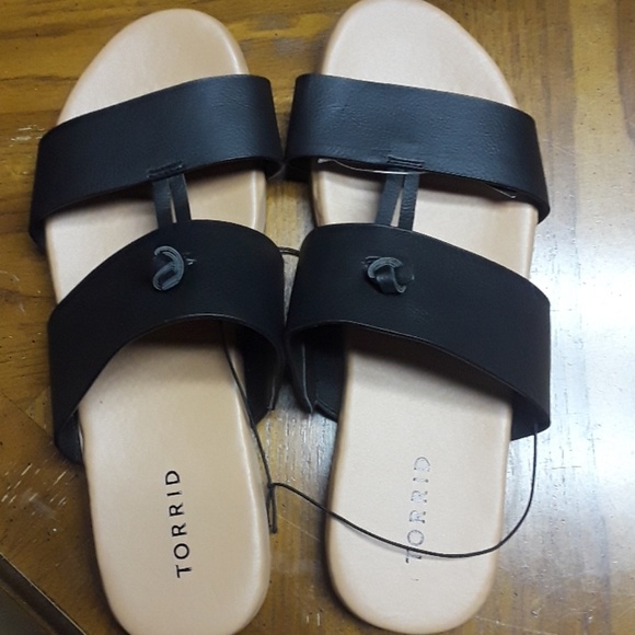 Torrid SANDALS 8 12.5 W Black Slides Flats - Picture 5 of 6